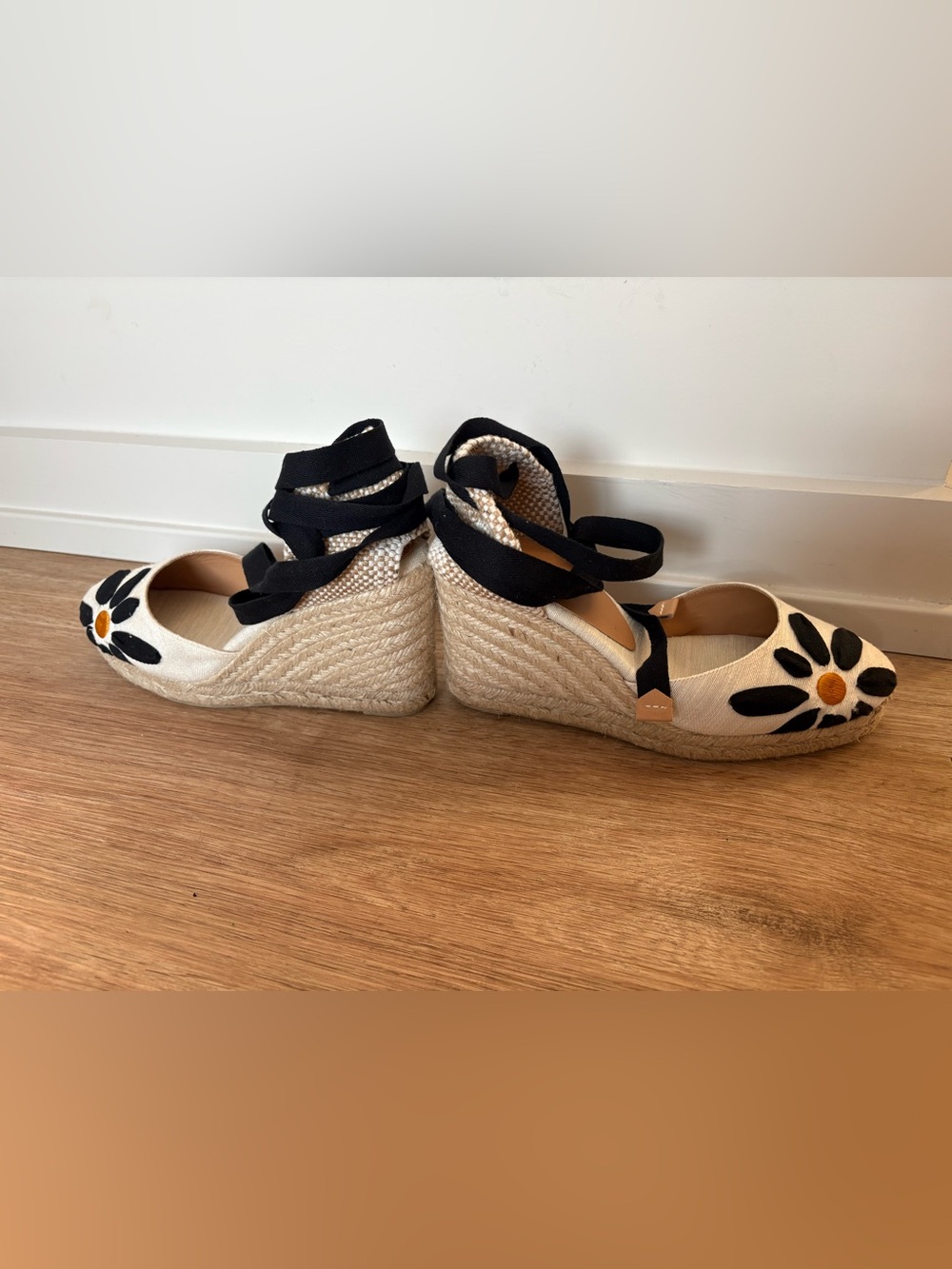 Castaner Candance Blanco Espadrille Wedge Flower Spanish Feminine Black White 38 - Picture 7 of 11